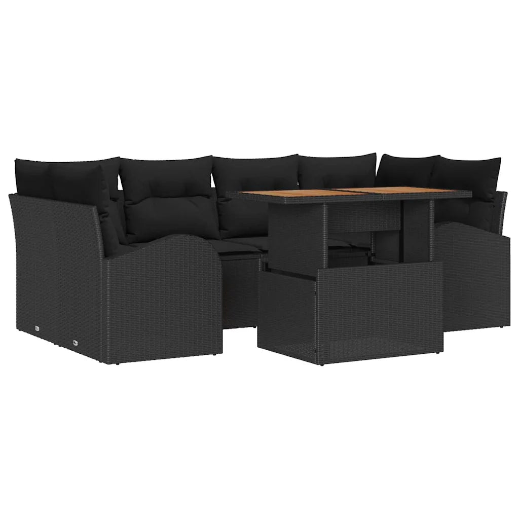 Set Divano da Giardino con archiviazione 7 pcs Nero Poly Rattan 3358277