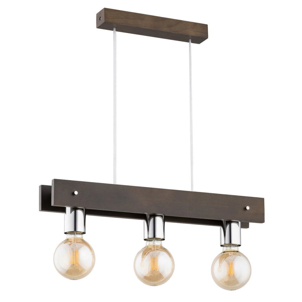 Lampada a sospensione scandinava legno scuro 3xE27 Alfa