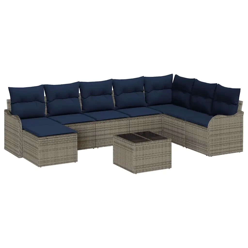 Set Divano da Giardino Grigio polyrattan 3345835