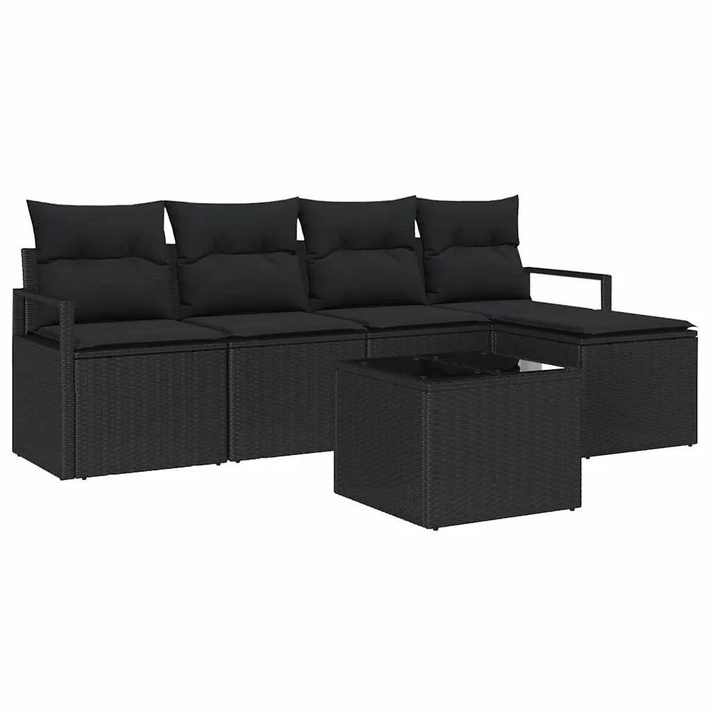 Set di divani con cuscino 6 pcs Nero polyrattan 3355022