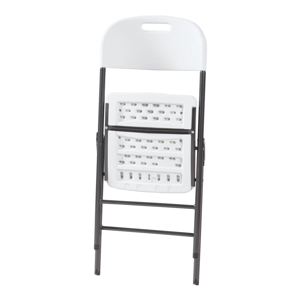 Set di 2 sedie pieghevoli da esterno per giardino campeggio e terrazza 87 x 46 x 53 cm bianco 03_0009638