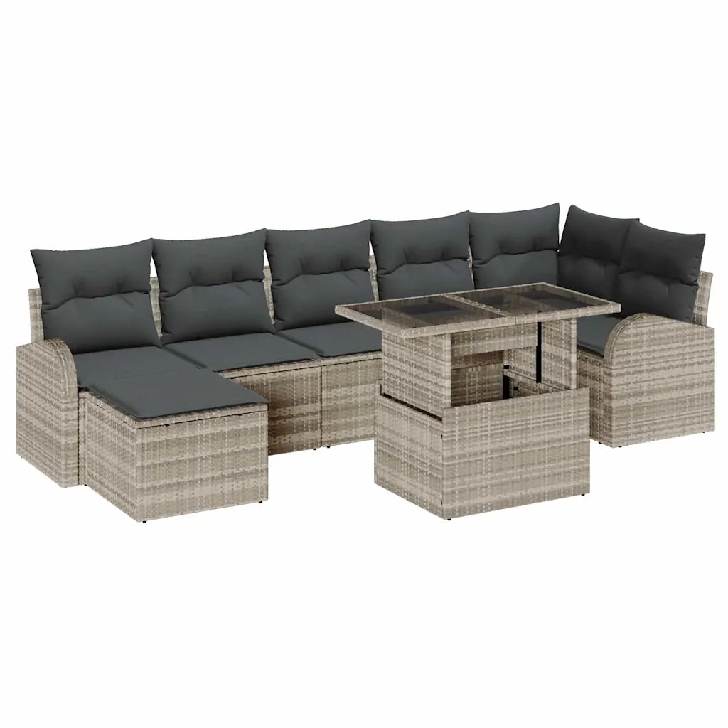 Set Divano da Giardino 8 pcs Grigio chiaro polyrattan