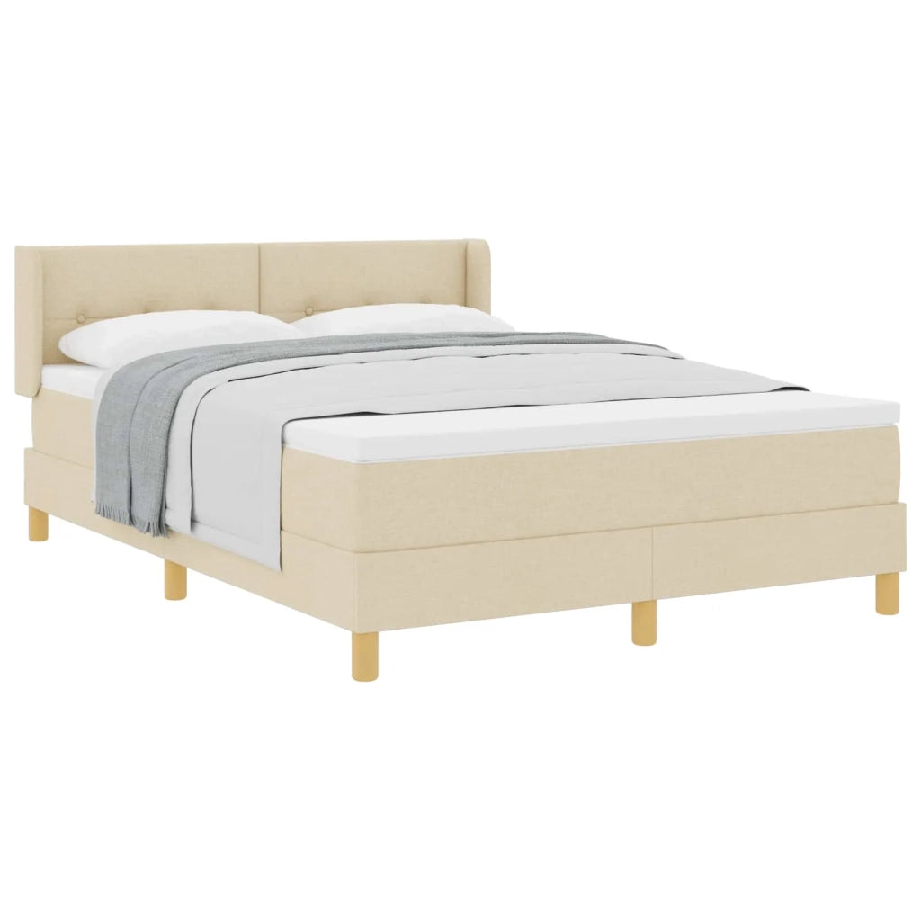 Letto a molle con cuscino Crema 200 x 140 cm Tessuto 3341298