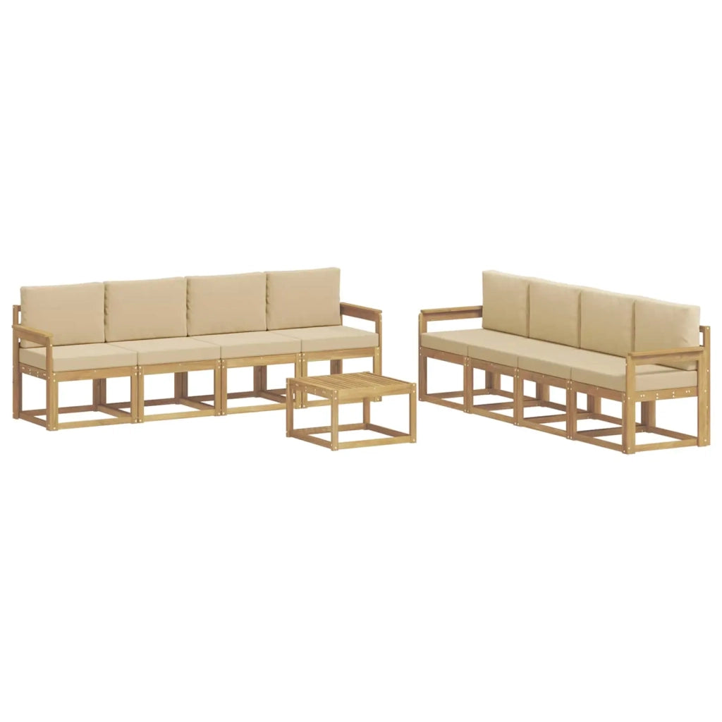 Set di divani da esterno con cuscino 9 pcs Bianco e Beige 3387412