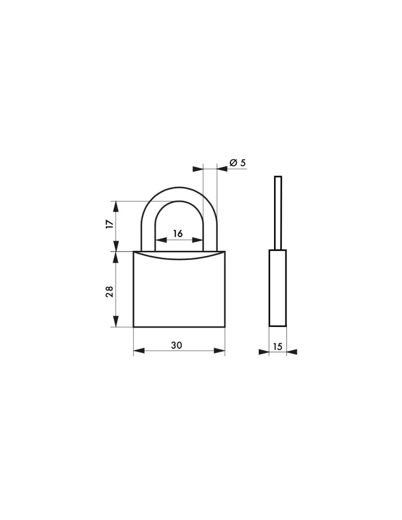 Lucchetto 30 mm con arco in acciaio, 2 chiavi – THIRARD