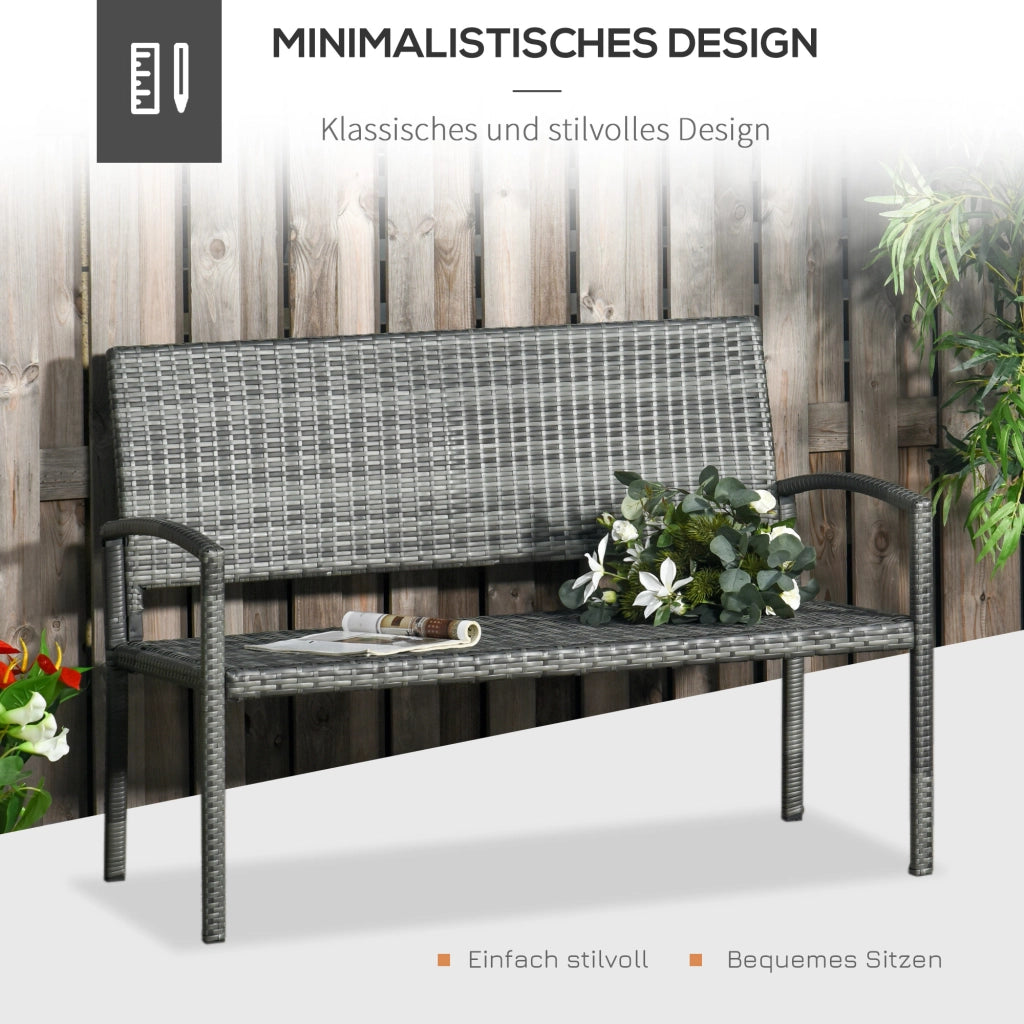 PANCA da giardino 2 posti 119 cm Grigio in acciaio