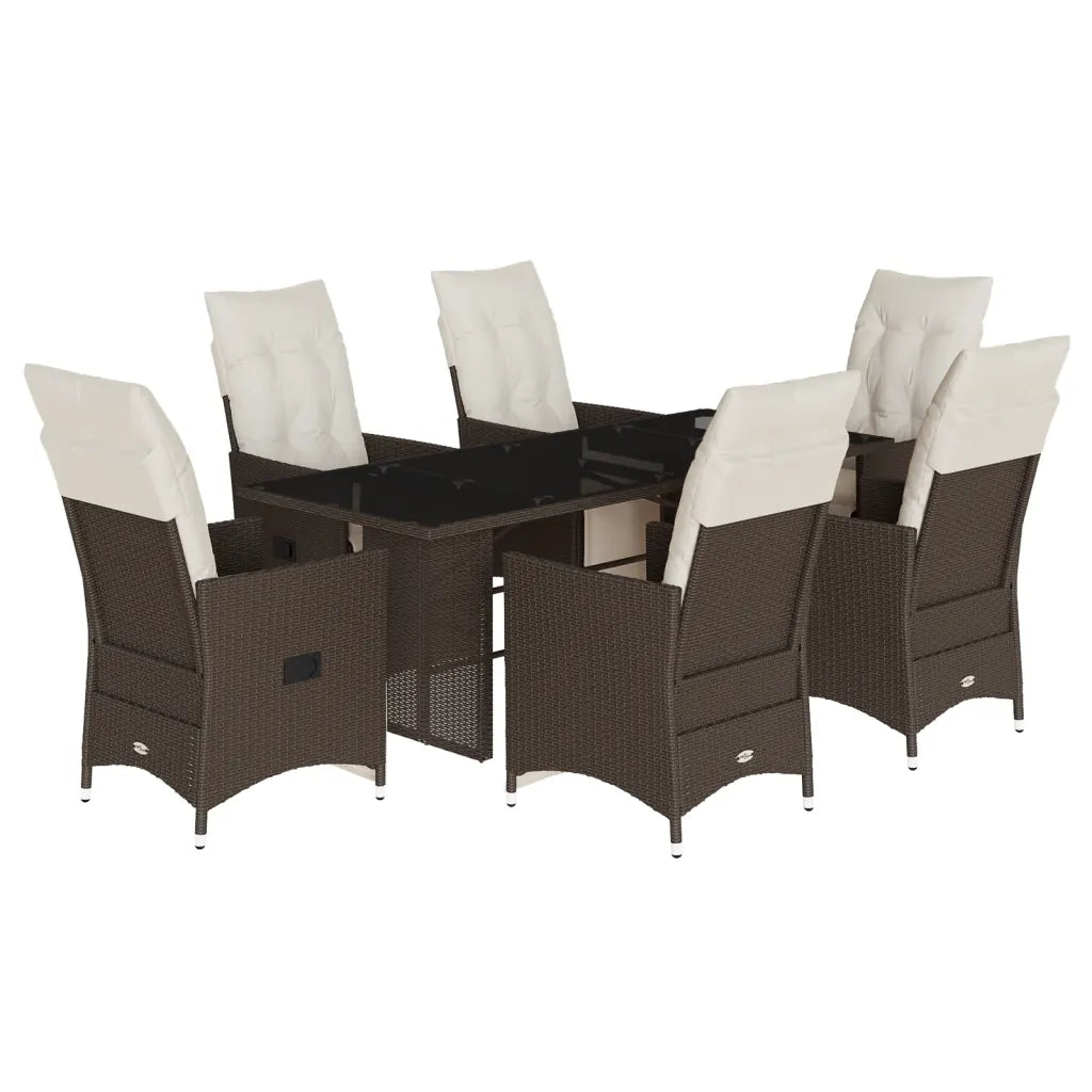 Set Bistrò da Giardino 7 pz con Cuscini in Polyrattan Marrone 3276921