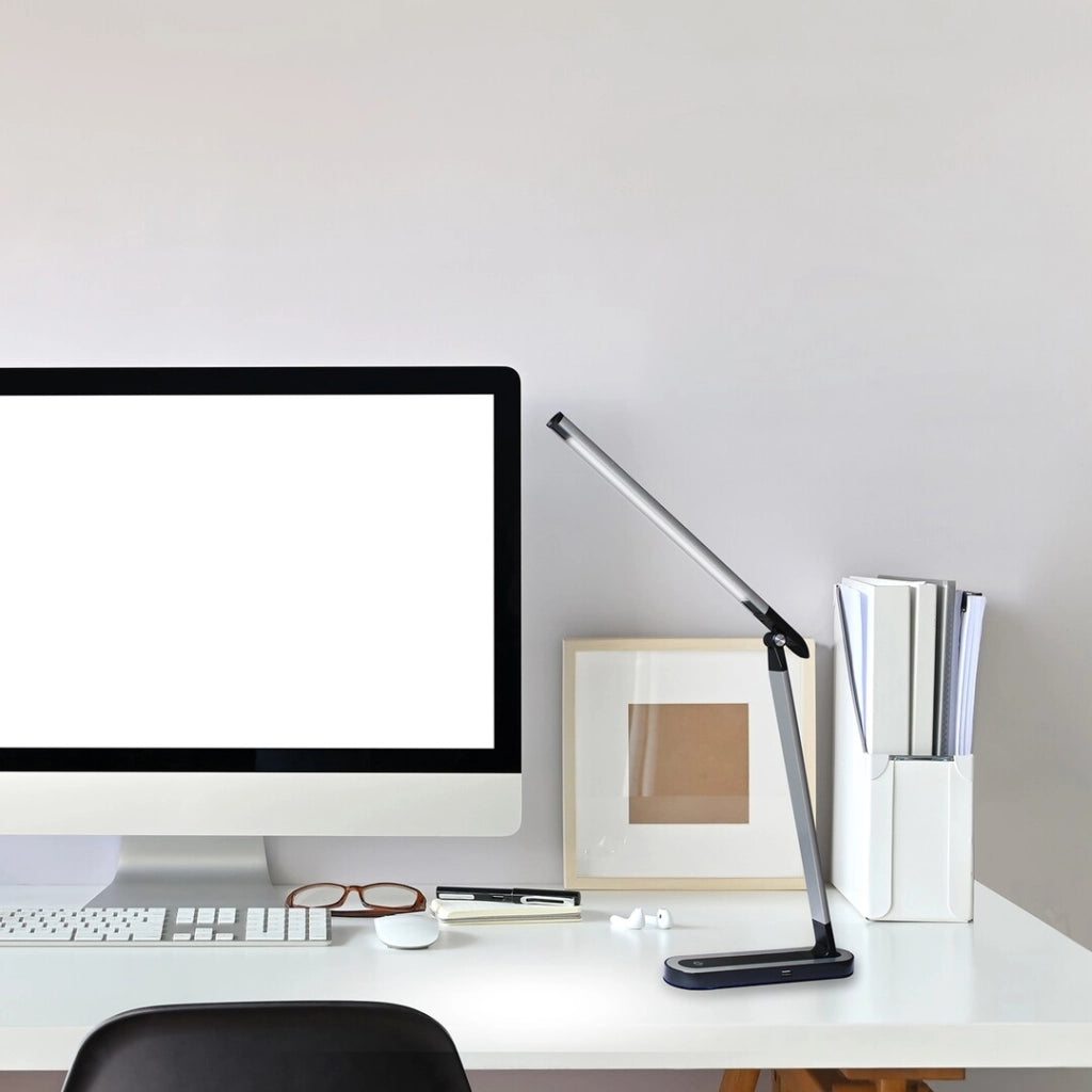 Lampada da scrivania slim nera LED 7W dimmer USB Rabalux