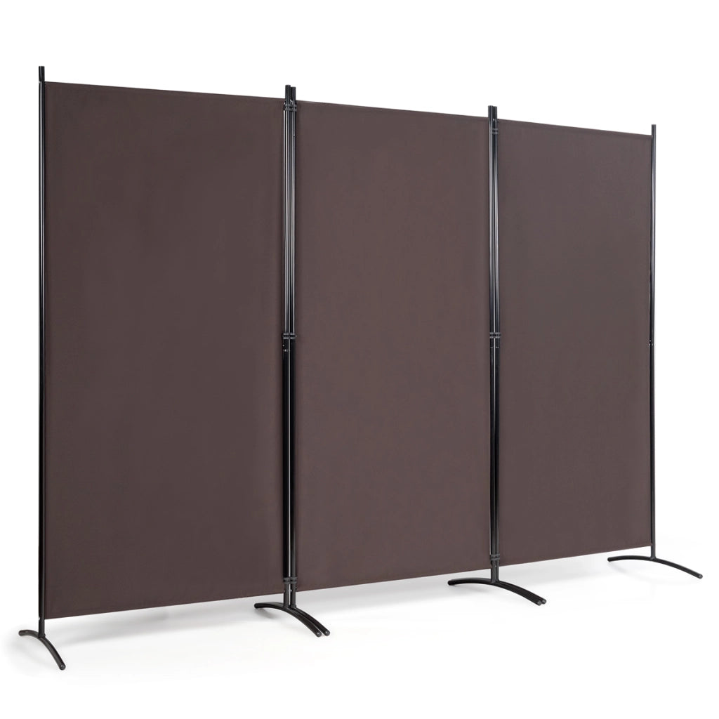 Divisore con 3 pannelli per casa ufficio, Separatore pieghevole con cardini durevoli 260x183cm Marrone-Separ¨¨
