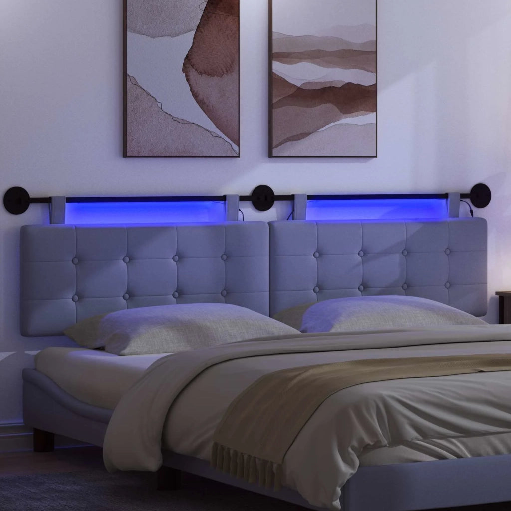 Testiera sospesa Con luce LED Blu jeans Tessuto 3424503