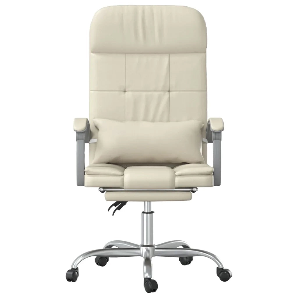 Poltrona da Ufficio Massaggiante Reclinabile Crema Similpelle 349710