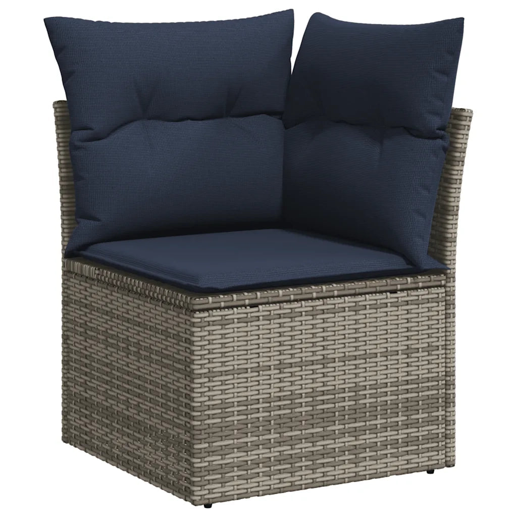 Set Divani da Giardino 7 pz con Cuscini Grigio in Polyrattan 3255984
