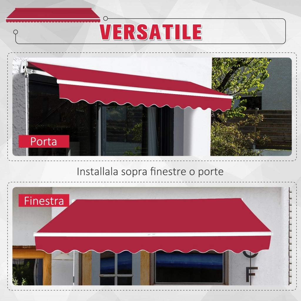 Easycomfort Tenda da Sole Avvolgibile a Caduta con Manovella, in Alluminio e Poliestere, 295x245cm, Rosso Scuro