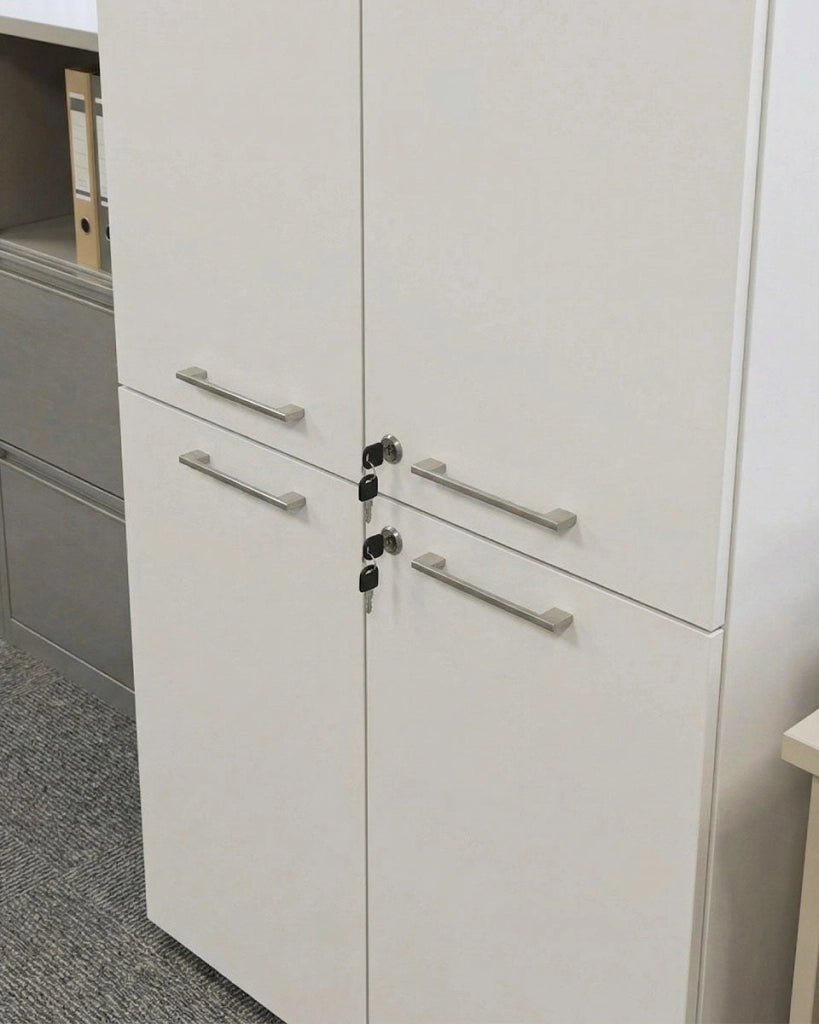 Armadio ufficio Florida - Mobile archivio 4 ante con serratura - 4 mensole incluse - L. 90 x H. 199 x P. 42,5 cm – Bianco_