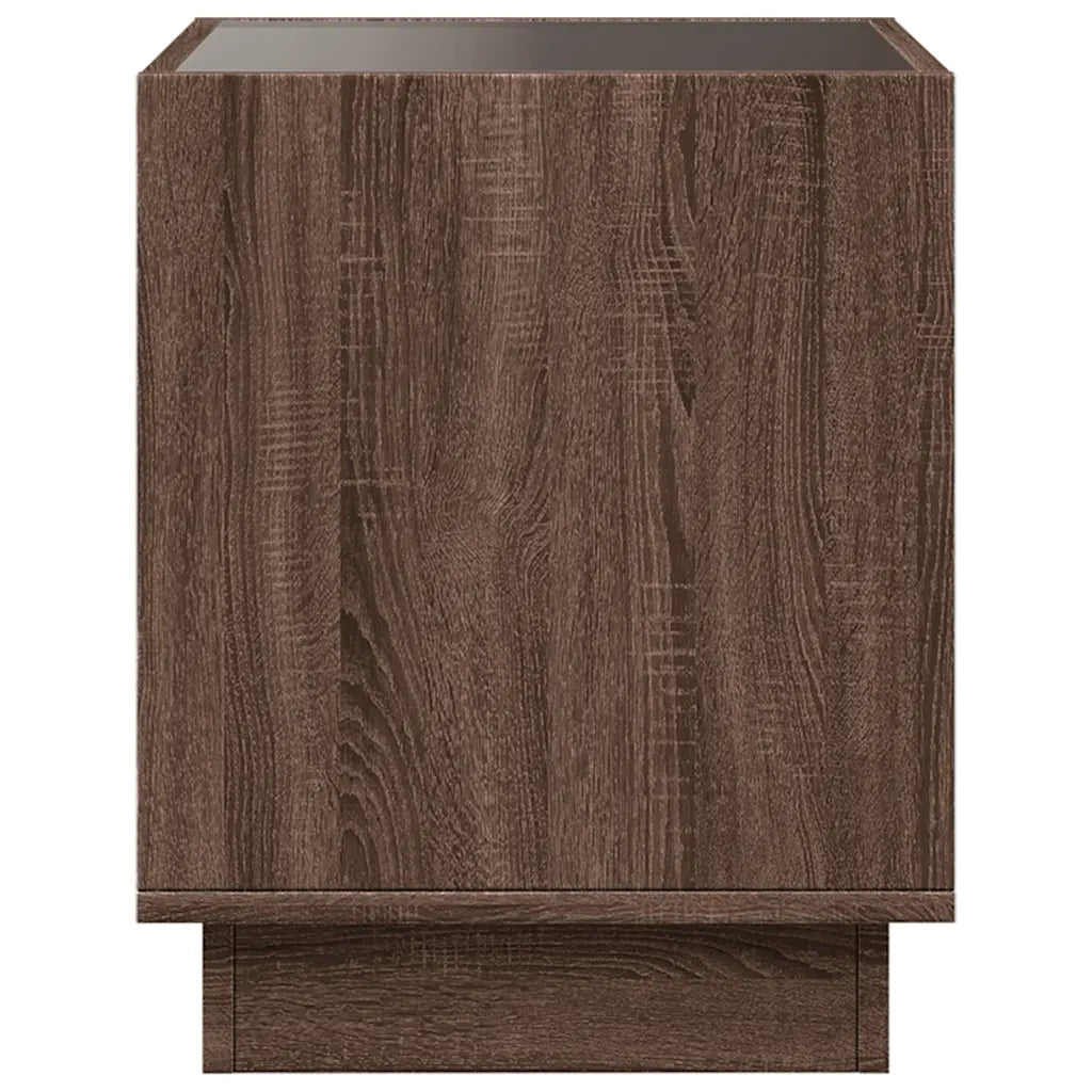 Tavolino da Salotto con LED Infinity-Tavolino da soggiorno Rovere Marrone 50x50x50 cm