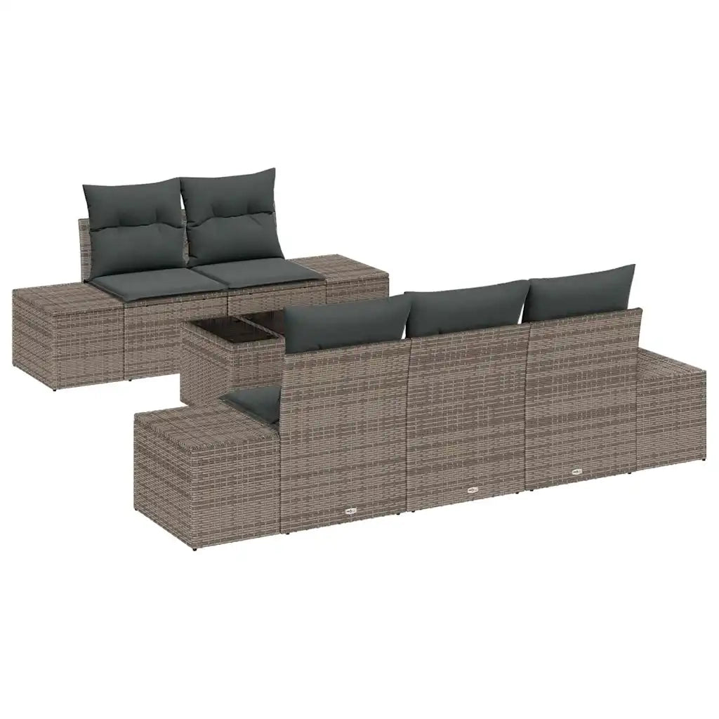 Set Divano da Giardino con cuscino 6 pcs Grigio polyrattan 3346939