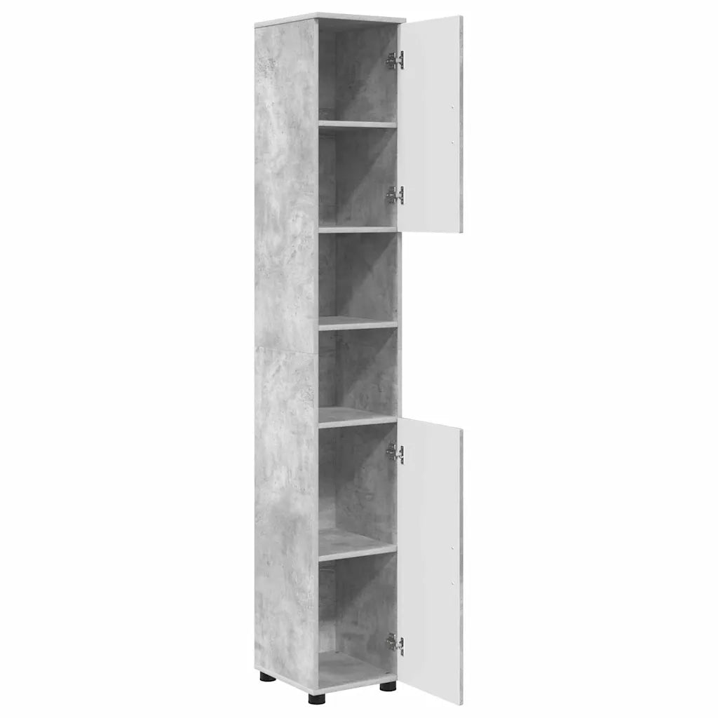 Mobile da Bagno con porta Grigio cemento 30 x 35 x 192 cm
