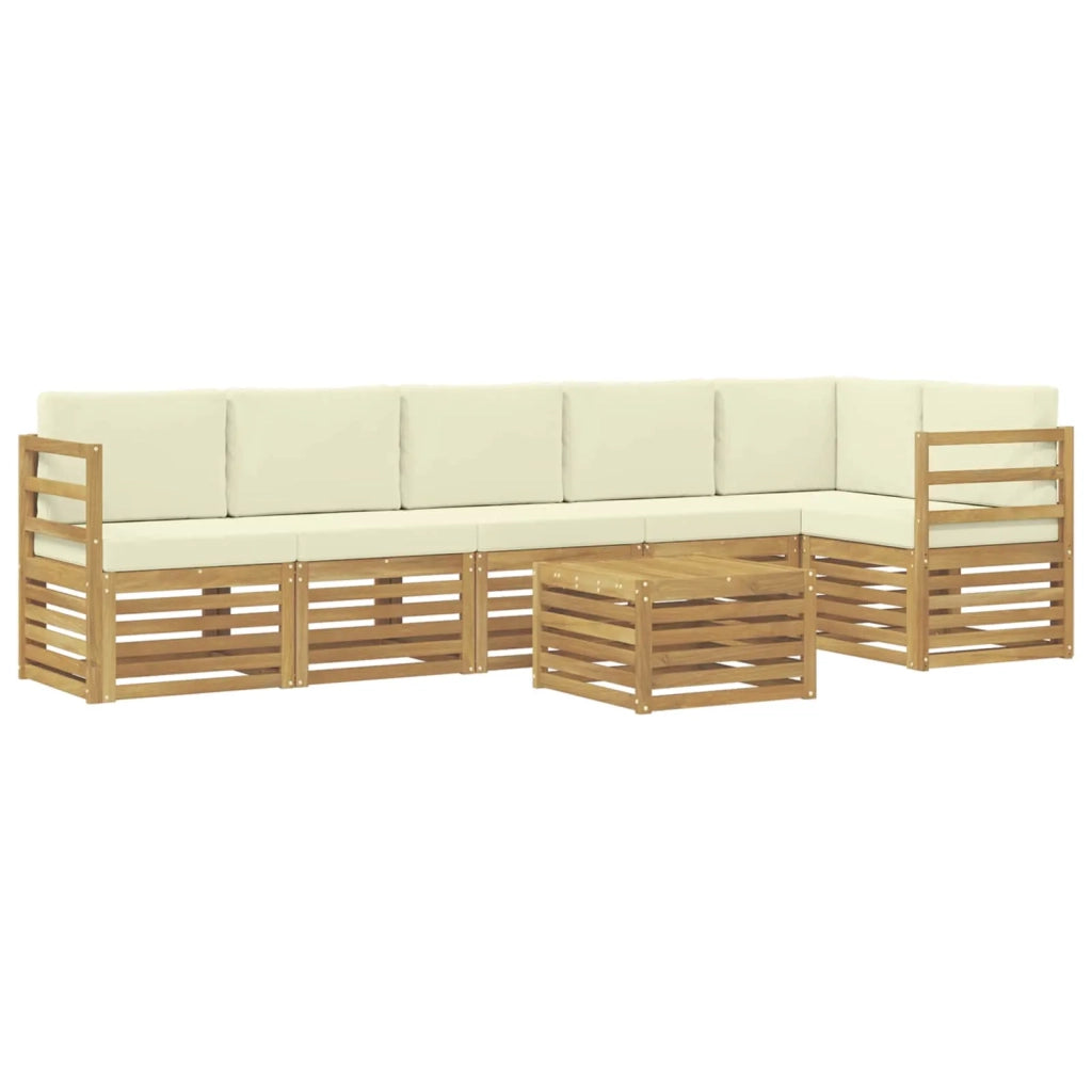 Set divano sezionale con cuscino 7 pcs Bianco e Crema 3391935