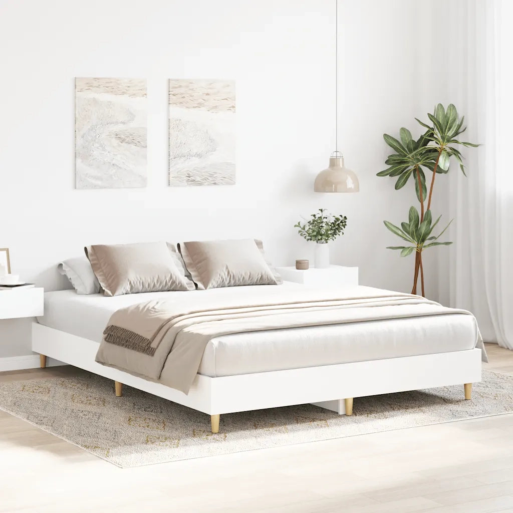 Letto matrimoniale | Letto per adulti | Giroletto senza Materasso Bianco 140x200 cm Legno Multistrato