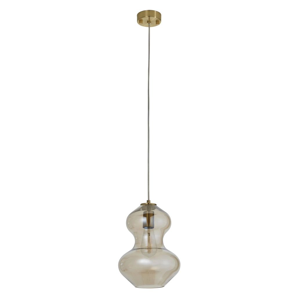 Lampada a sospensione vetro champagne ottone E27 Endon