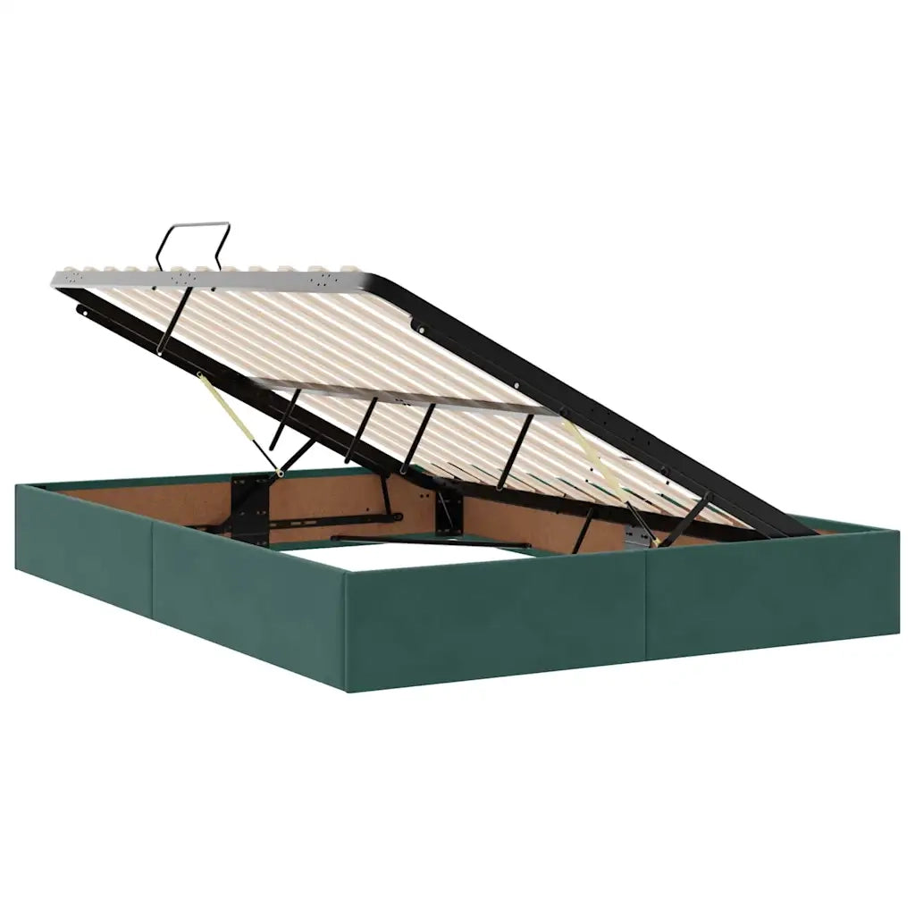Letto con contenitore e materasso Verde Scuro 140 x 200 cm