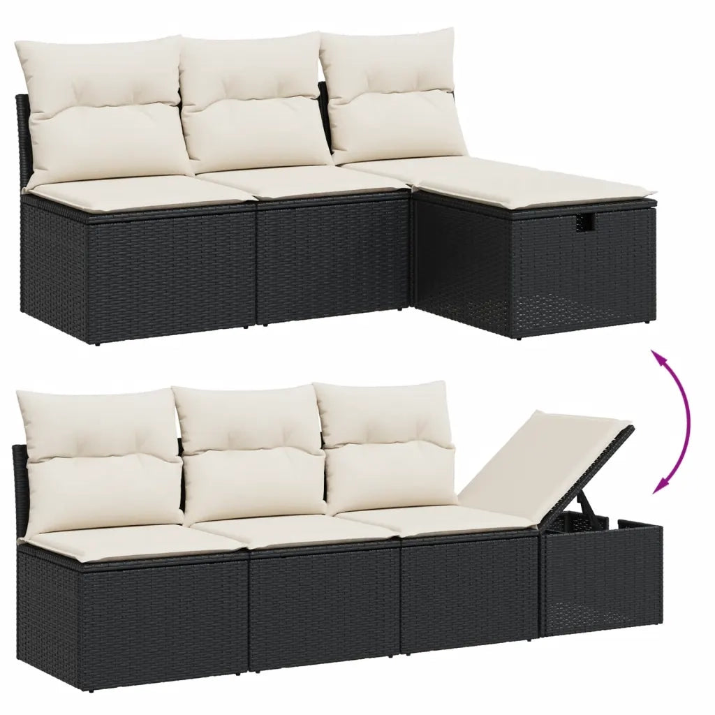Set Divani da Giardino 9 pz con Cuscini Nero in Polyrattan 3263282