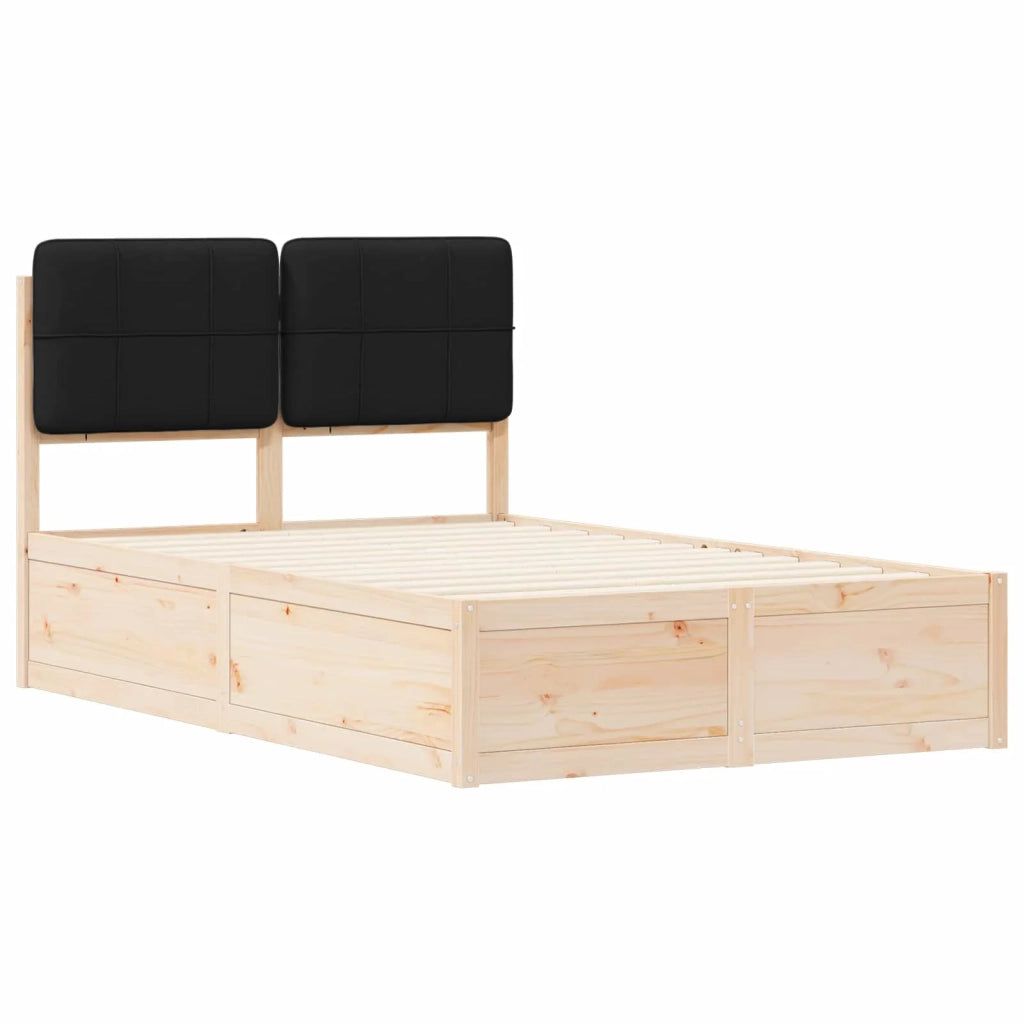 Letto matrimoniale | Letto per adulti | Letto con Testiera Rivestita Nero 120 x 190 cm Pino massello