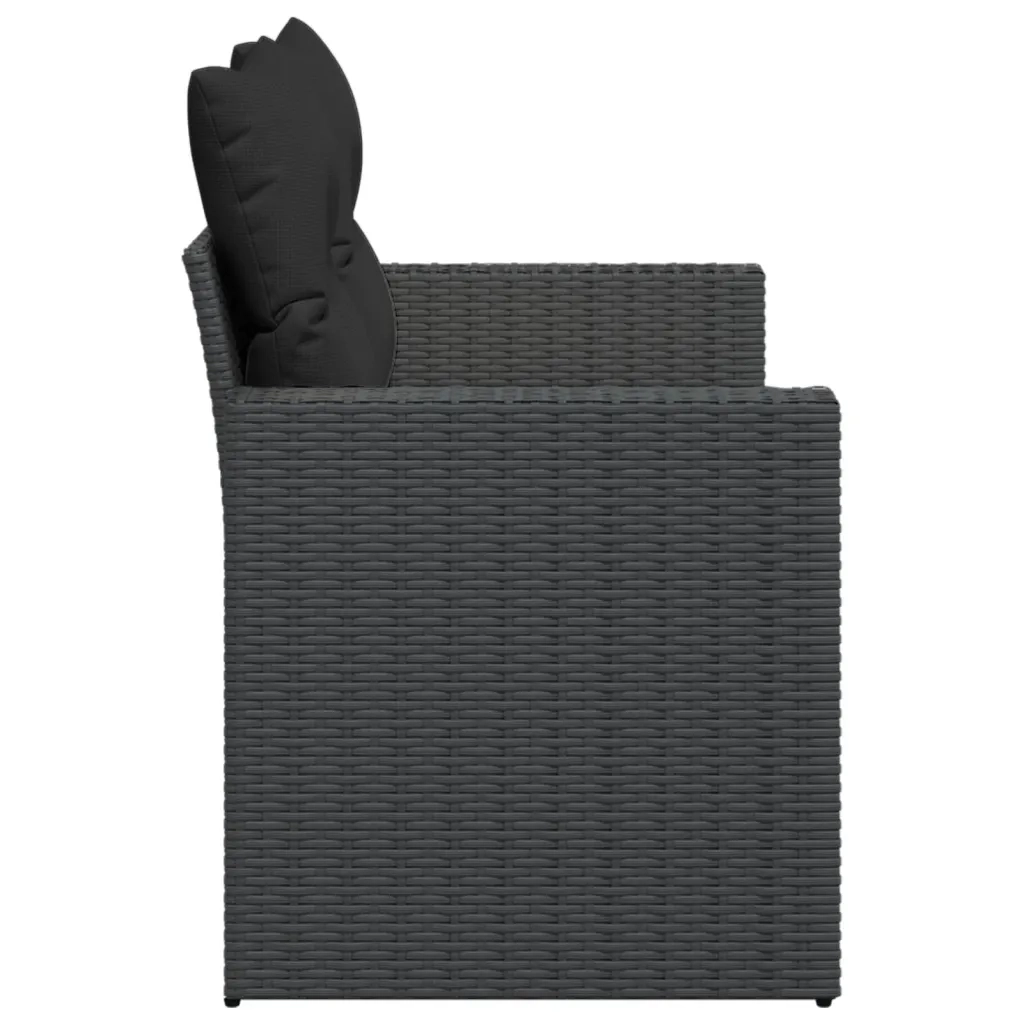 Divano da giardino con cuscini 2 Posti-Sofa da Giardino-Divano da esterno nero in polyrattan 407654
