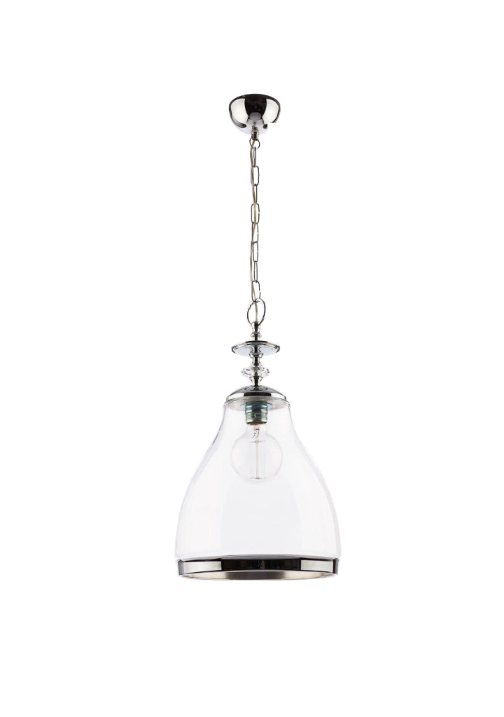 Lampada sospesa industriale cromata vetro E27 ISLA Jupiter