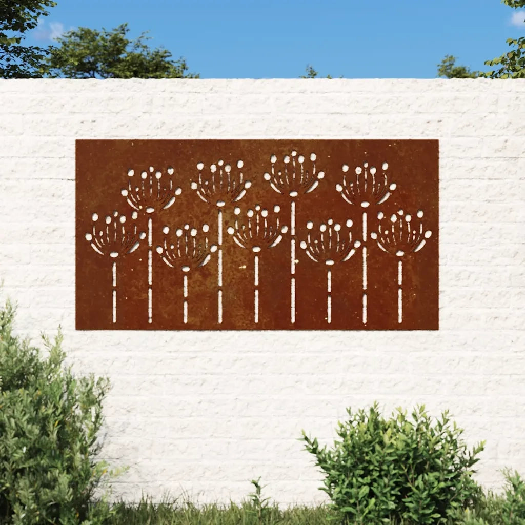 Decorazione Muro da Giardino 105x55 cm Fiore in Acciaio Corten CFW7275674