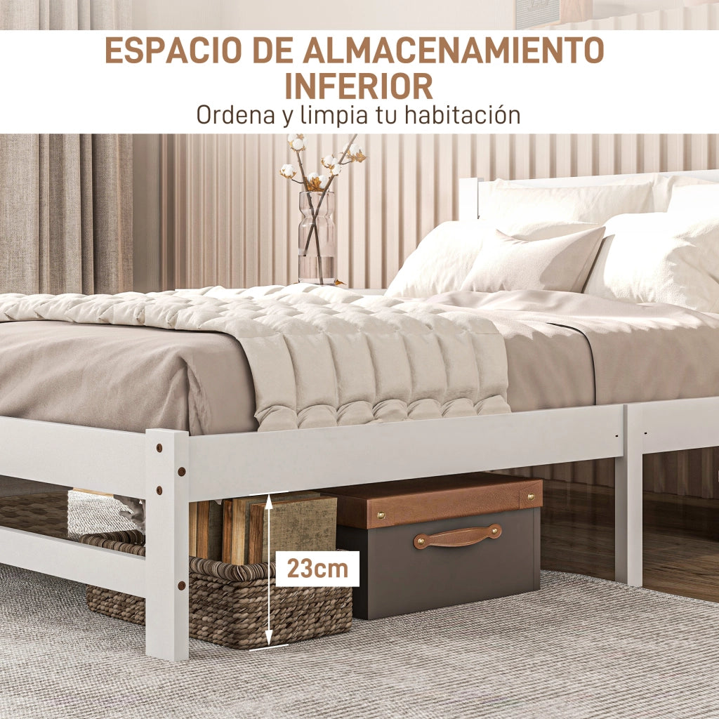 Letto Matrimoniale in Legno ¨C Minimal ¨C Bianco 195x141 cm