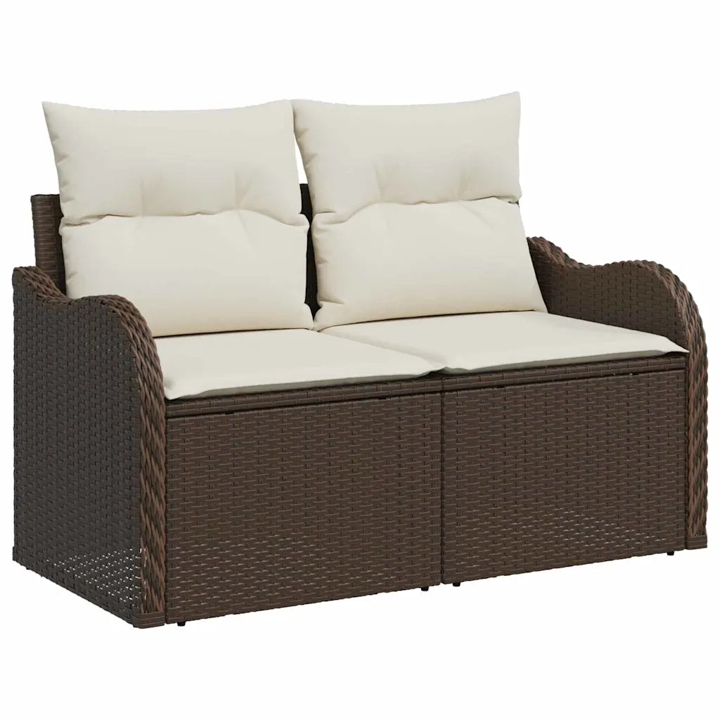 Set Divano da Giardino con cuscino 7 pcs Marrone Poly Rattan