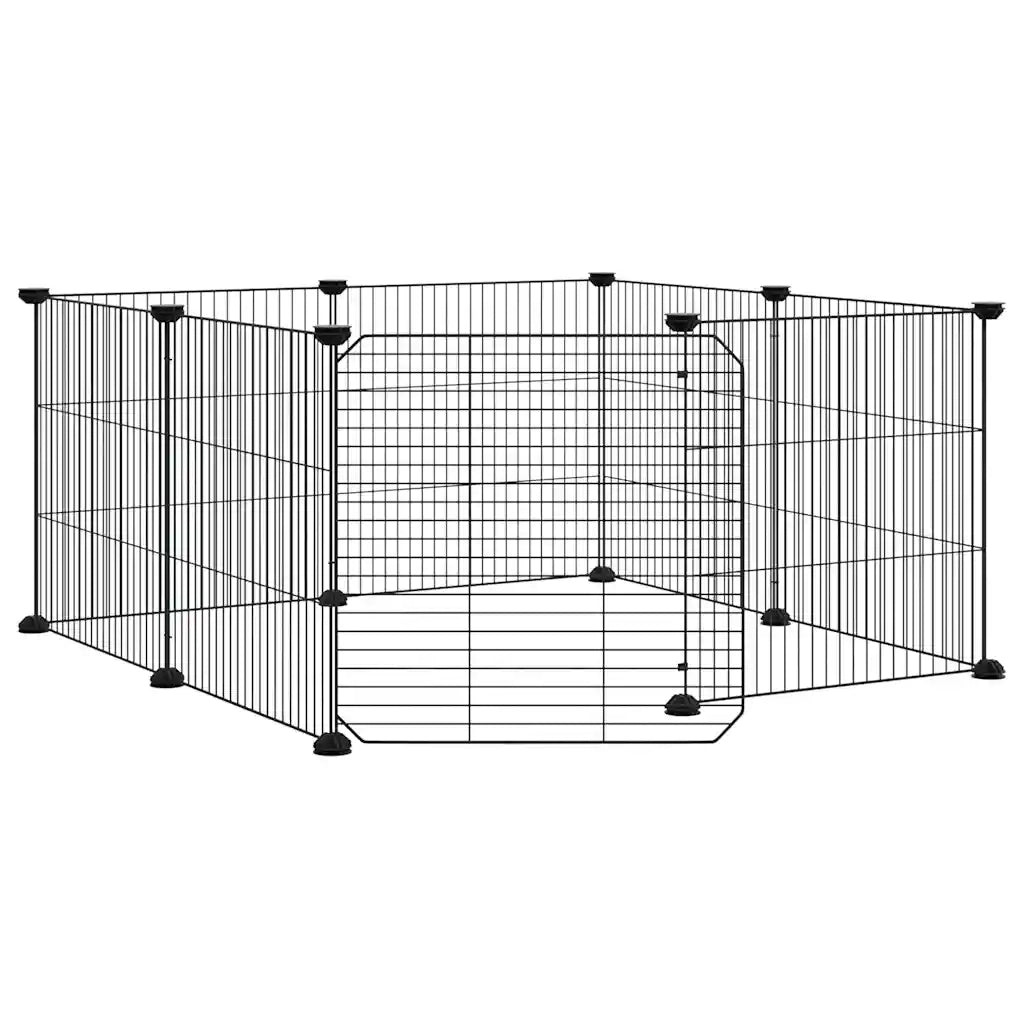 Gabbia per Animali 8 Pannelli con Porta Nero 35x35 cm Acciaio cod mxl 75735