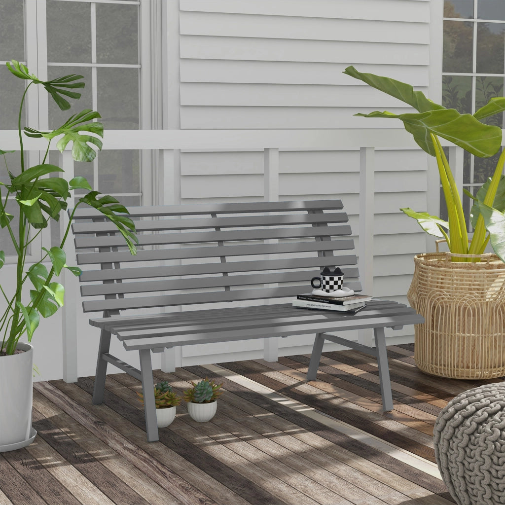 Panchina per Esterno in Legno e Alluminio ¨C Minimal ¨C Grigio 123x67x79 cm