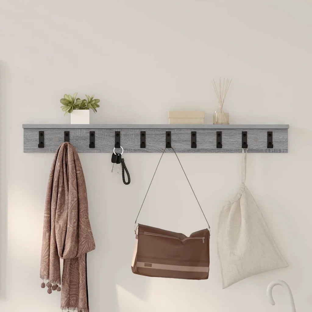 vidaXL Appendiabiti a muro Grigio sonoma 100 x 10.5 x 10.5 cm