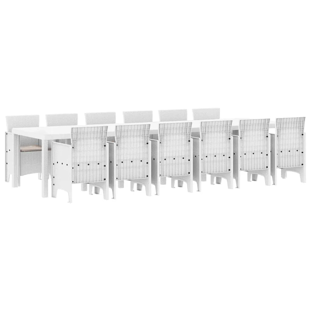 Set da Pranzo per Giardino 13 pcs Bianco Rattan Polt