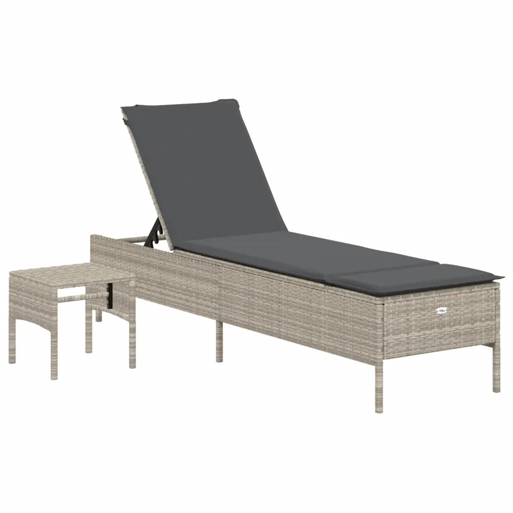 Set Lettini Prendisole con Cuscini 3pz Grigio Chiaro Polyrattan 3284268