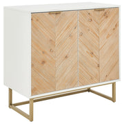 Credenza bianca e legno chiaro MDF impiallacciato in legno a 2 ante con ripiani Soluzione di archiviazione scandinava per la camera da letto
