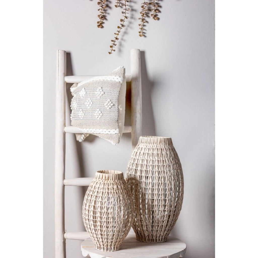Lampada tav. atlas rattan sbiancato - h51