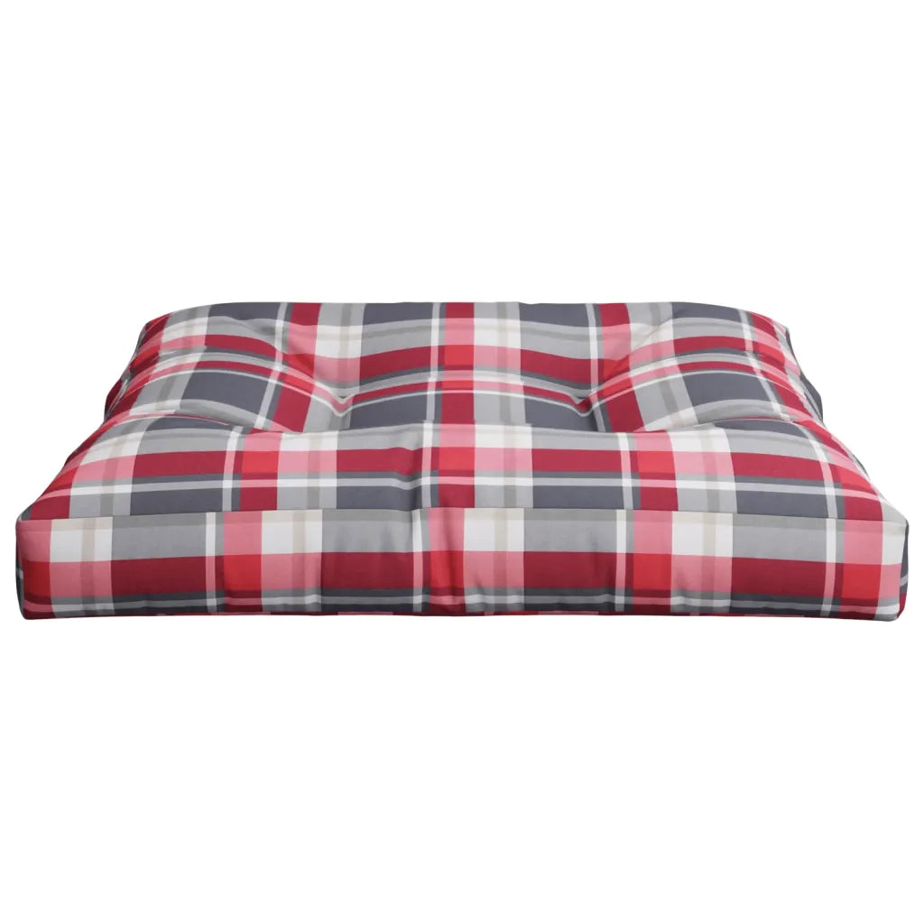 Cuscino per Pallet a Quadri Rossi 80x80x12 cm in Tessuto 360504
