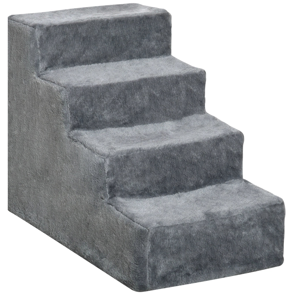Scala per Cani 4 Gradini 44 cm ¨C Zephmum ¨C Grigio Chiara Tessuto Lavabile