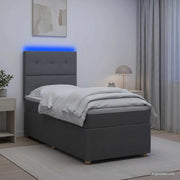 Letto Box Spring LED con Materasso Grigio Scuro 90 x 190 cm 3456152