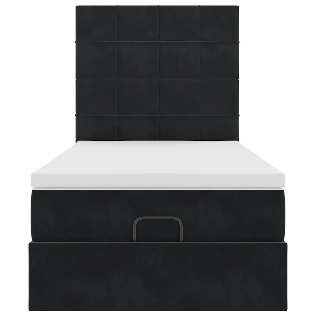 Struttura Letto Pouf con Materassi Nero 100x200 cm Velluto 3314302