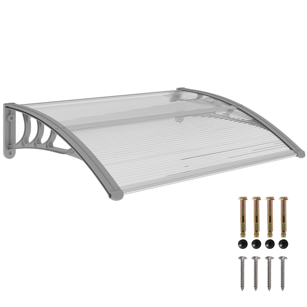 Tettoia Ingresso 100x75x23 cm ¨C Xylo ¨C Metallo Argento Protezione Porta Finestra