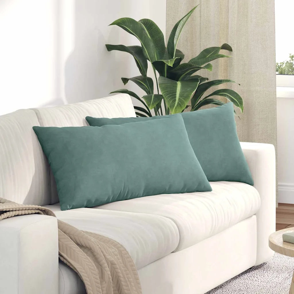 Cuscini da Divano 2 pcs Verde Mare 80 x 40 cm Tessuto in Cords 42013723