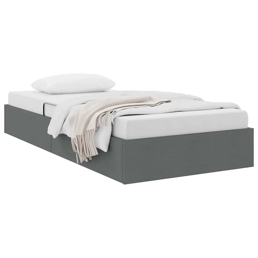 Letto con Contenitore Grigio Scuro 100 x 190 cm Tessuto 3370053
