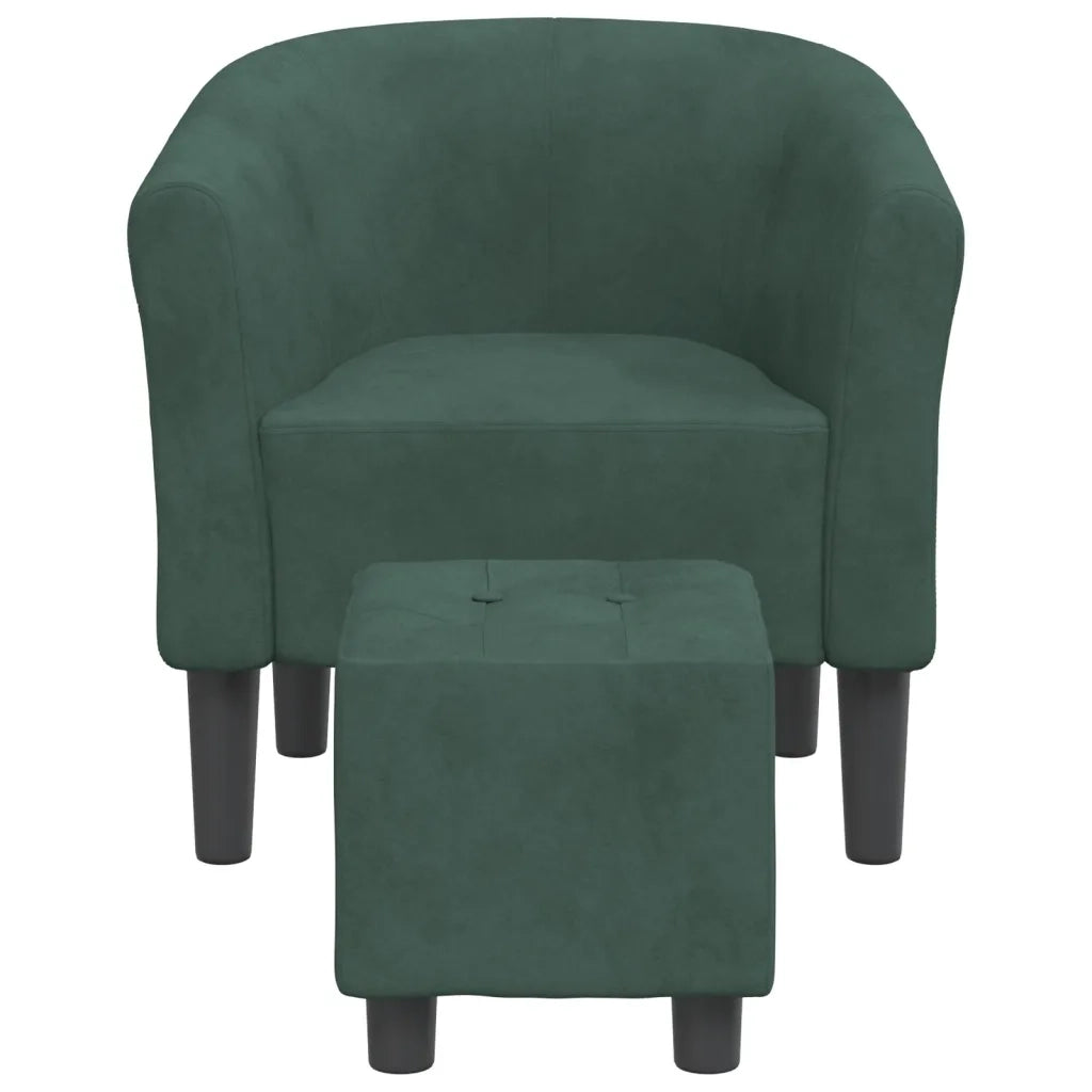 Poltrona | Sedia Relax Cabriolet con Poggiapiedi Verde Scuro in Velluto