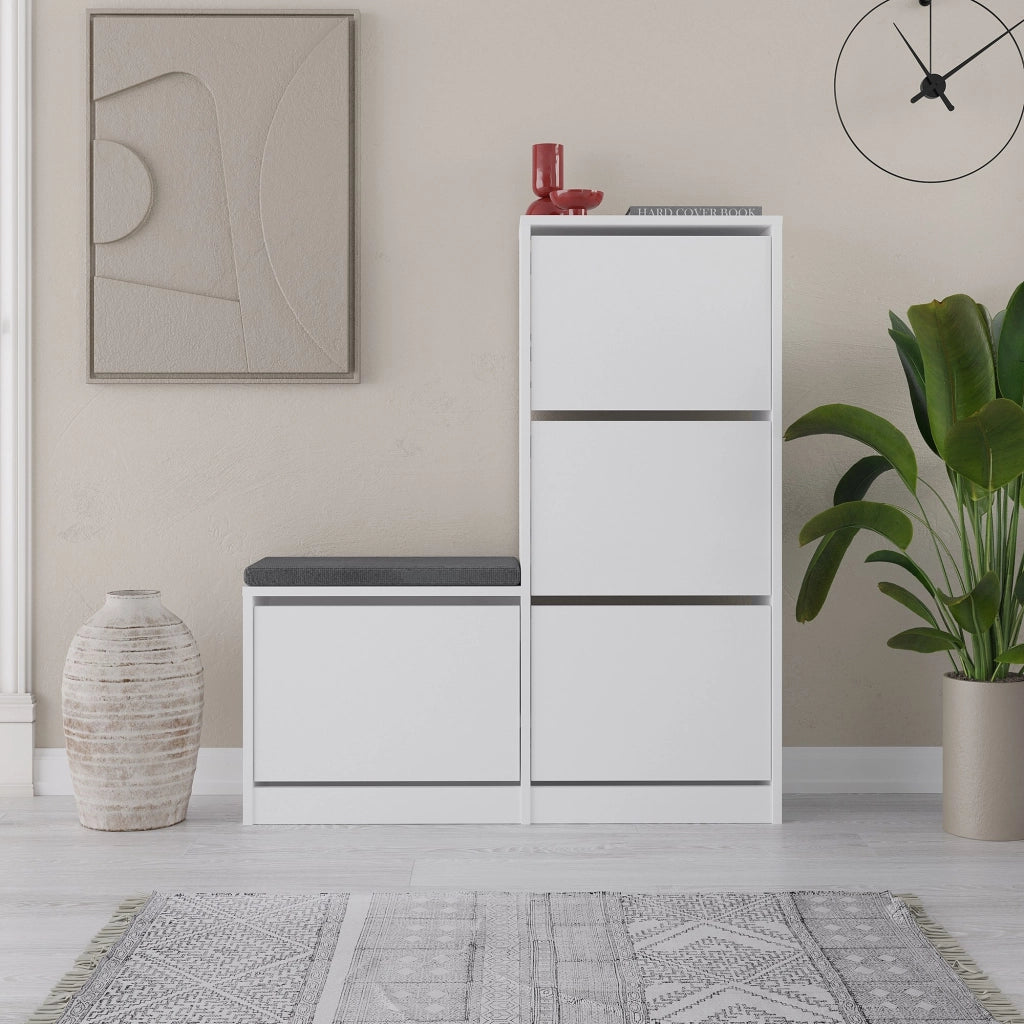 Scarpiera in legno "Dude" - 105 x 26 x 118 cm - Bianco
