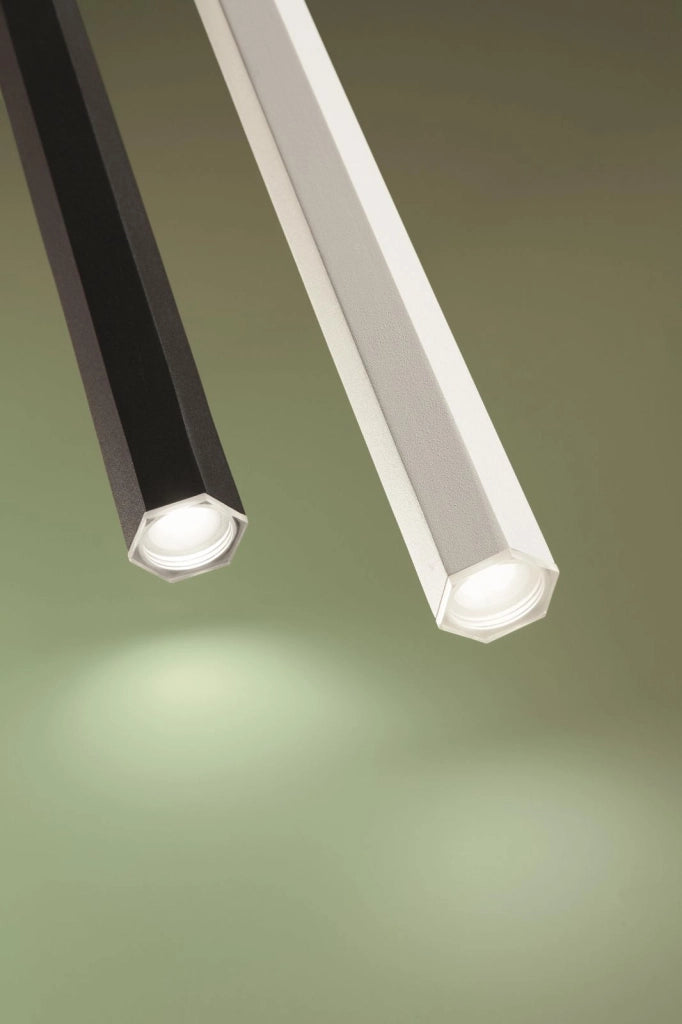 SOSPENSIONE EXAGON H.80CM D.3,5CM NERO LED 3000K 365LM 5W