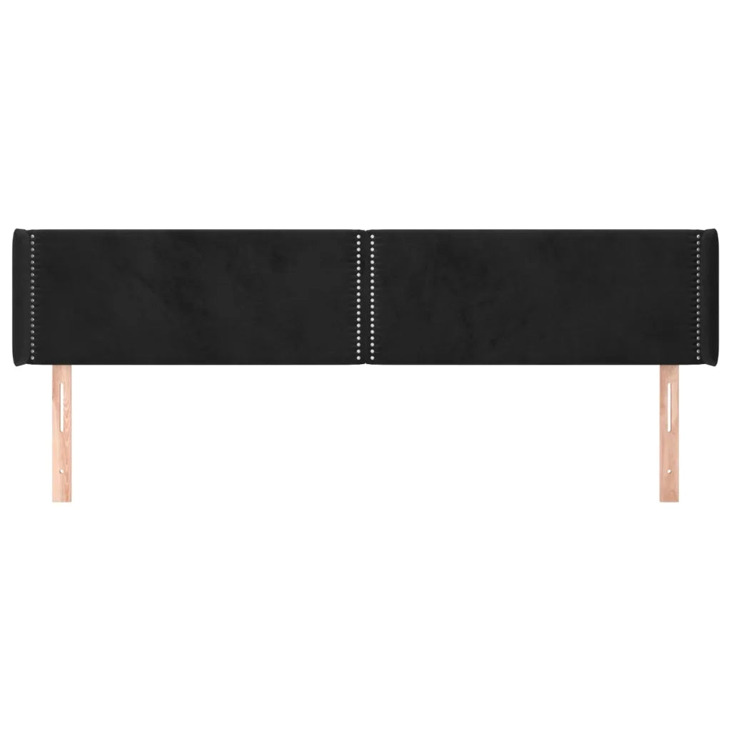 Testiera | Testata ad Orecchio Nera 183x16x78/88 cm in Velluto